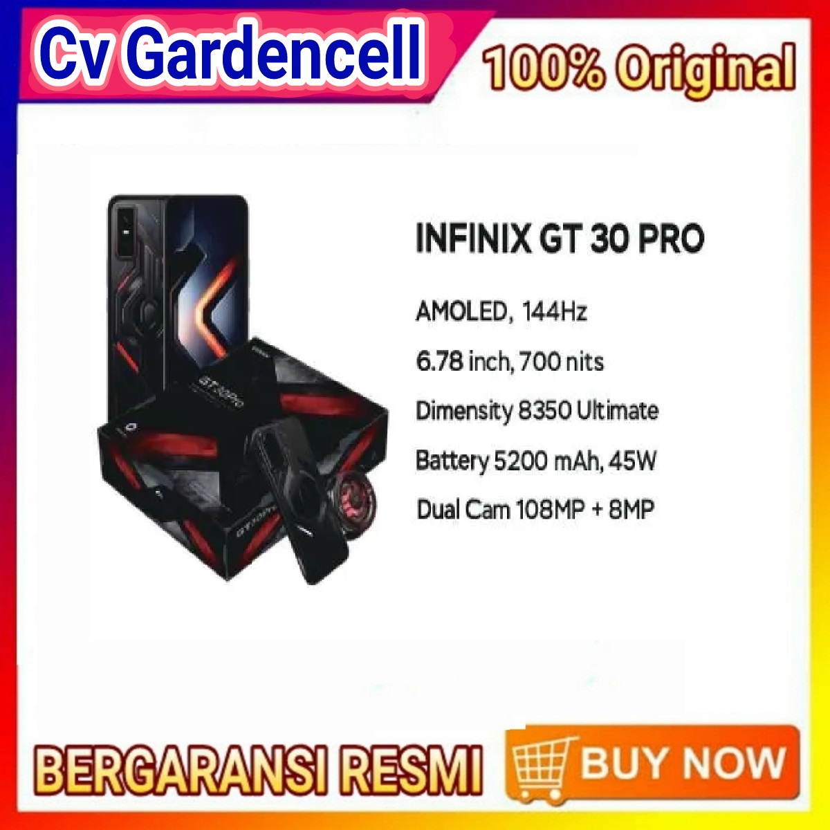 Infinix GT 30 Pro Ram 8/256Gb + Gift Box Gransi Resmi Harga  4,215,000 Ringgit*Penghantaran Percuma