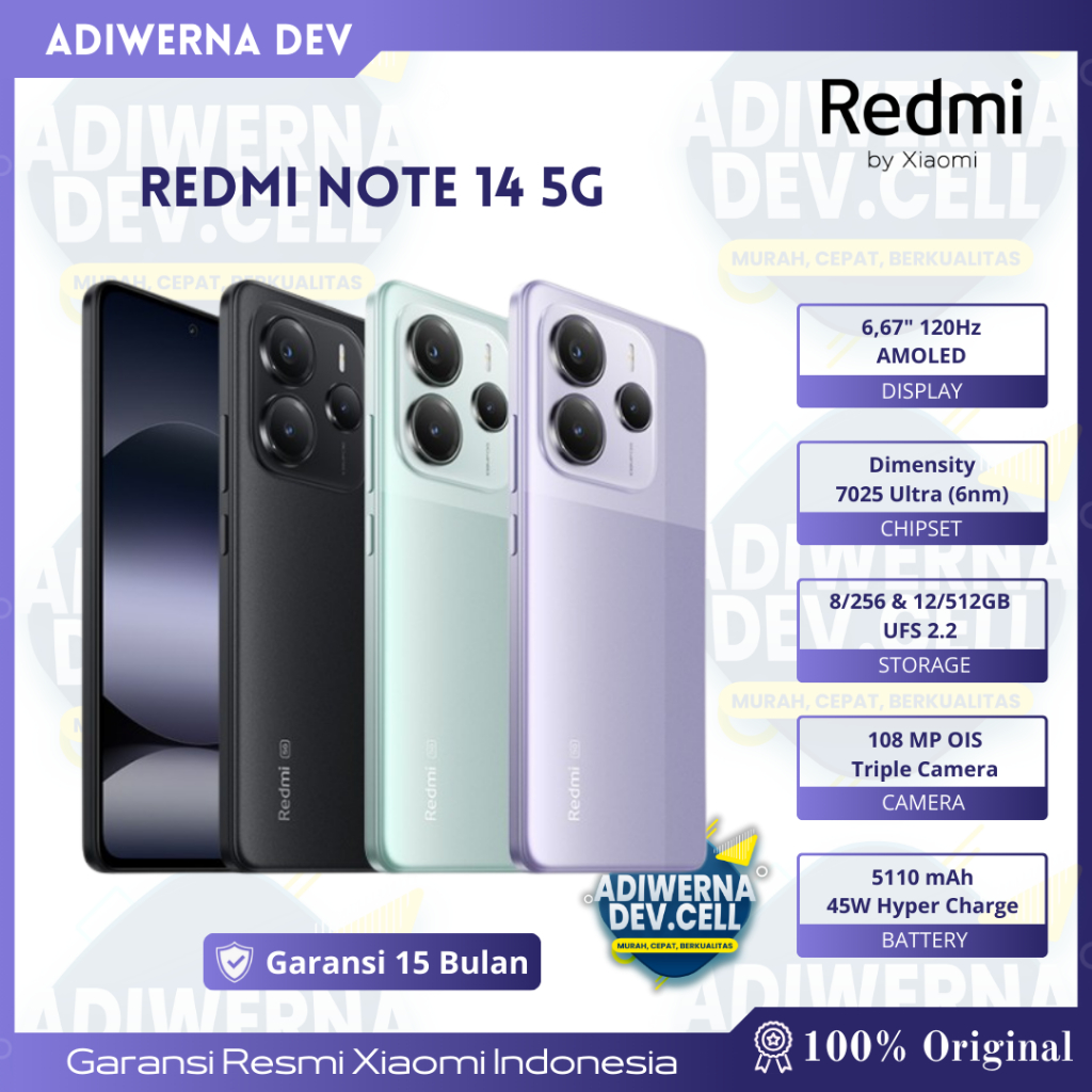 Xiaomi Redmi Note 14 5G | Xiaomi Redmi Note 14 4G (12/512GB) (8/256GB) (8/128GB) Garansi Resmi Harga  2,405,000 Ringgit*Penghantaran Percuma