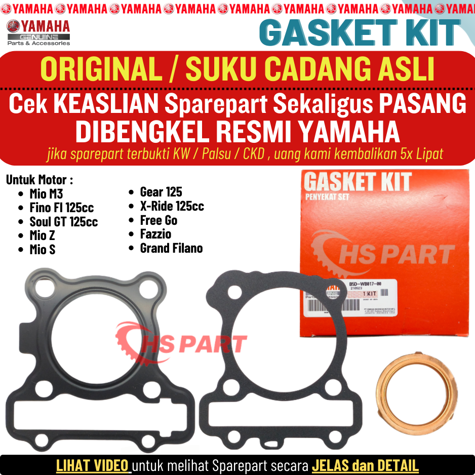 Gasket gasket cylinder Blok head ATAS Bawah freego Fazio Fazzio Grand filano Original Yamaha 100% Harga 57,500 rupiah*Gratis Ongkir