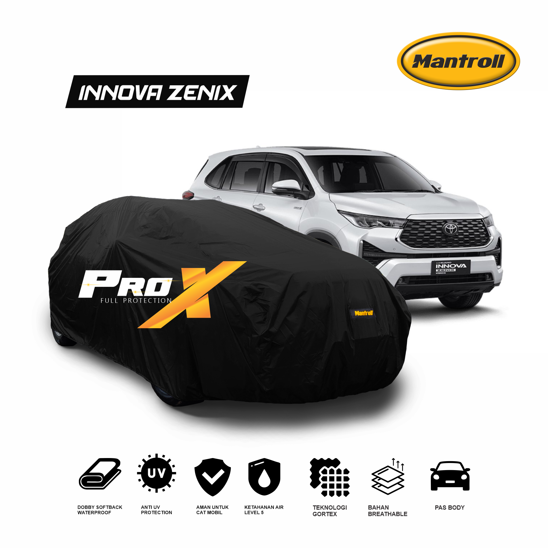 Mantroll Pro X Hitam - Cover Mobil Sarung Mobil Toyota XL 2 Lapis Coating Semi Outdoor Waterproof Premium Giá 649,000 Đồng*Miễn phí vận chuyển