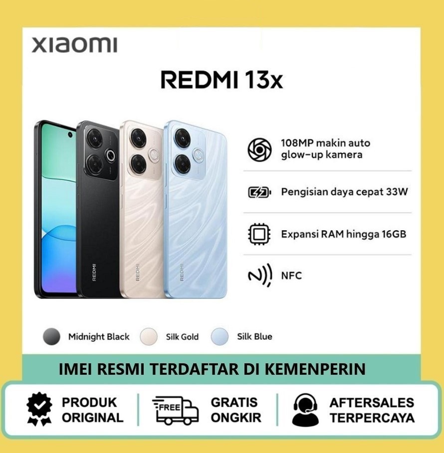 Xiaomi REDMI 13X (8/128) (8/256GB) | Mediatek Helio G91 Ultra | 5030 mAh Harga 1,550,000 rupiah*Gratis Ongkir