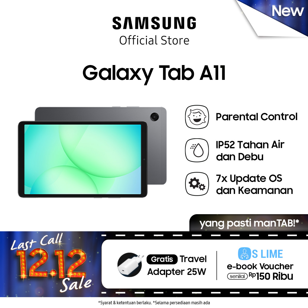 Samsung Galaxy Tab A11 4/64Gb - Gray | Parental Control | Ip52 Harga 2,239,000 rupiah*Gratis Ongkir