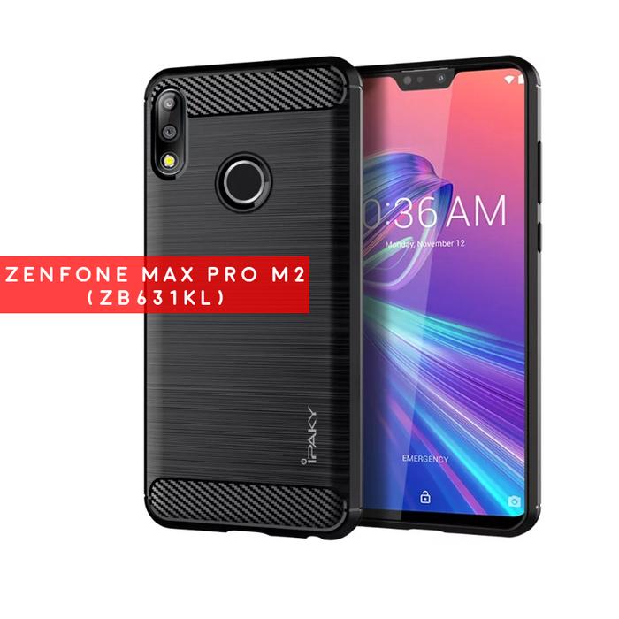 compatibile con ASUS Zenfone Max Pro (M2) ZB631KL / X01BD X01BDA Copertura CUSTODIA COVER GEL silicone TPU MORBIDA CARBON Fiber ANTIURTO antigraffio (Blu