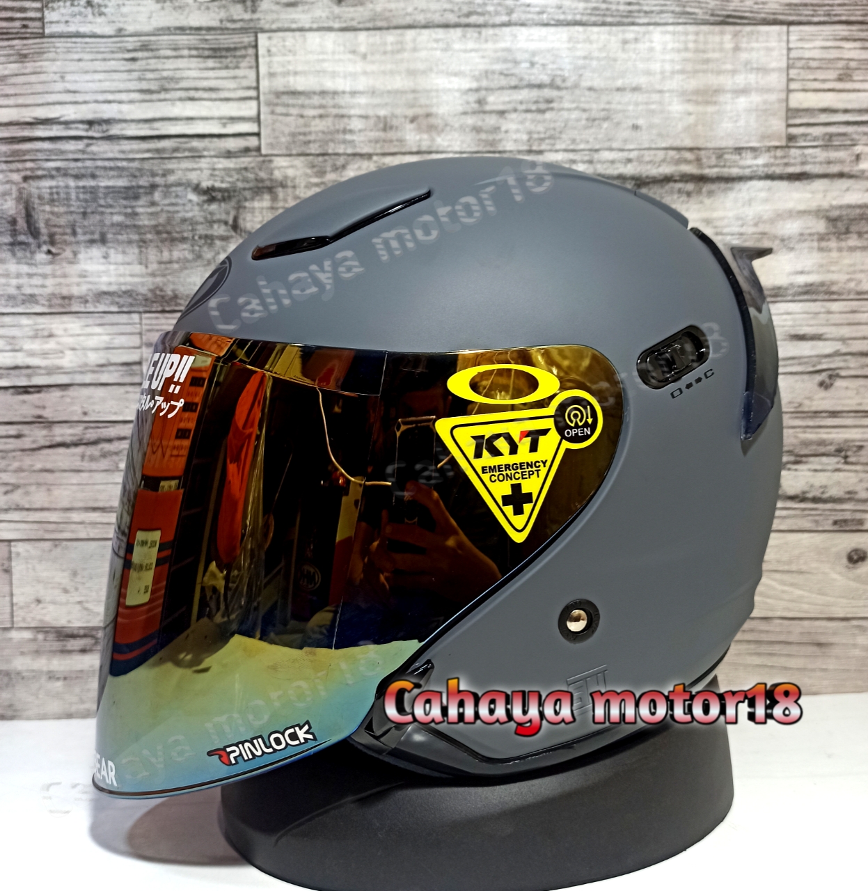 PAKET GANTENG HELM KYT DJ MAXI GORILA GREY MATT|ABU DOFT KACA VENOM IRIDIUM Harga 380,000 rupiah*Gratis Ongkir