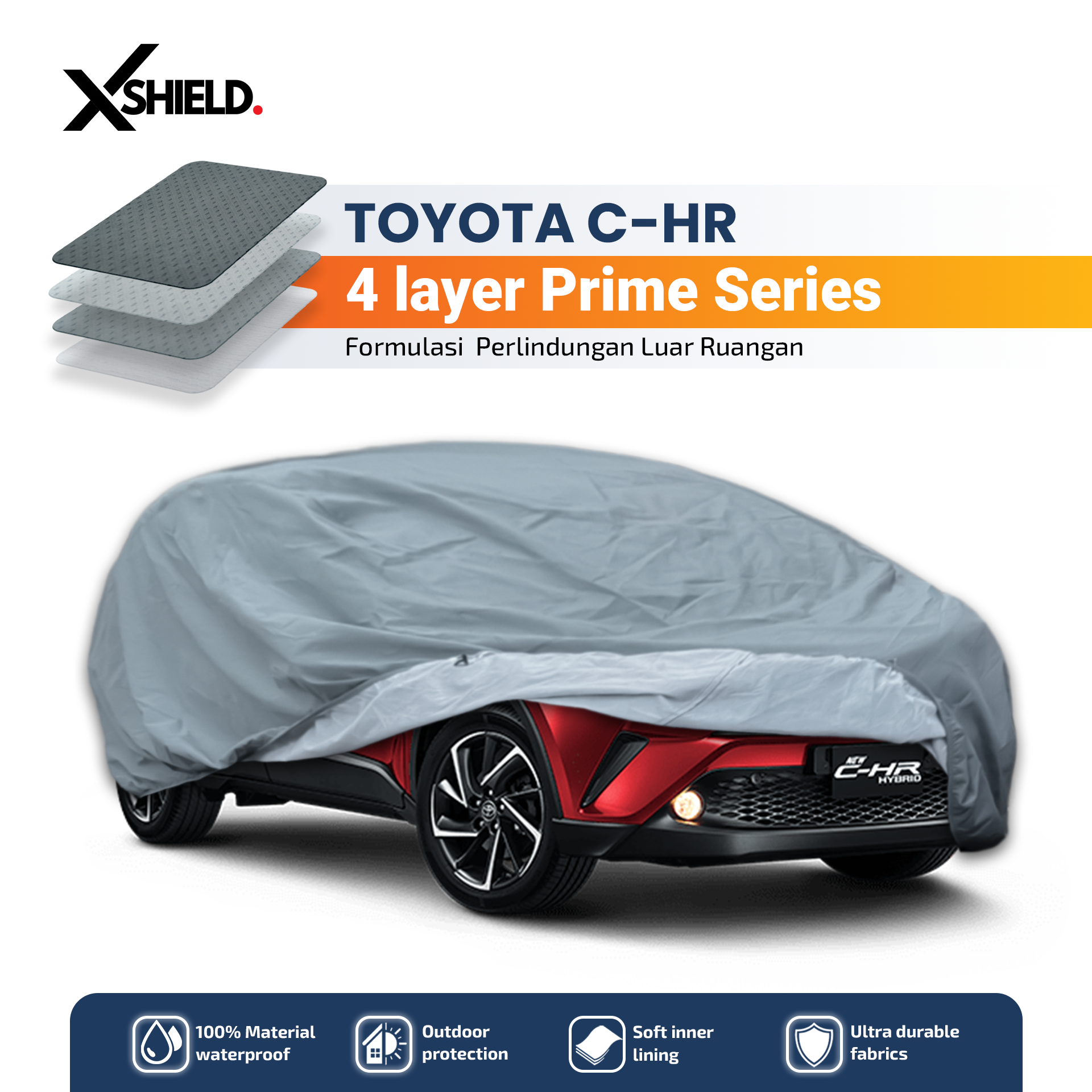 Outdoor 4 Layer Cover Mobil TOYOTA CHR Sarung Penutup Soft Carbon Tebal Waterproof & Anti Panas UV Giá 687,000 Đồng*Miễn phí vận chuyển