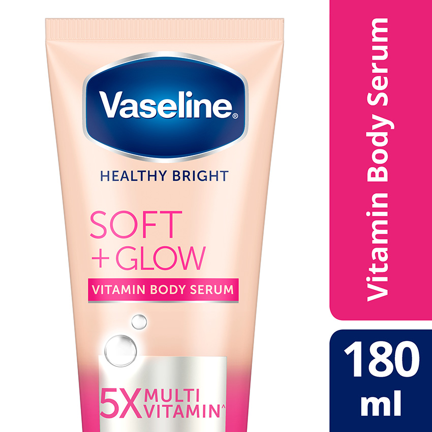 Lazada Indonesia - Vaseline Body Serum Body Lotion Soft Glow With Niacinamide, 100X Vitc & SPF20 180Ml