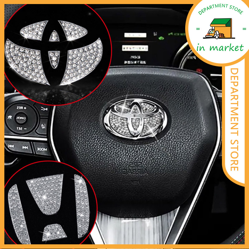 Stiker Dekorasi Stir Mobil / Logo Setir Mobil Bling Berlian Imitasi Toyota Honda Mtsubishi Harga 29,600 rupiah*Gratis Ongkir