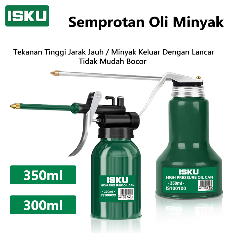 IKU Oli can 300ml/350ml high pressure oil pump bottle metal pot body lubricating oil hinge machine Harga 41,000 rupiah*Gratis Ongkir