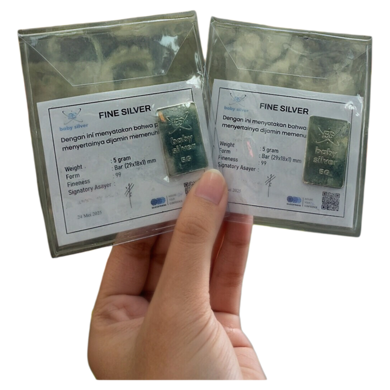Baby Silver Fine Silver 5 Gram Silver Bar Genuine Pure Original Precious Metal Harga  375,000 rupiah*Gratis Ongkir