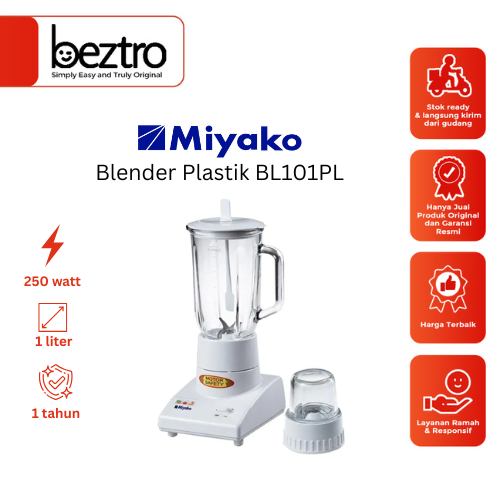 Miyako Blender Plastic BL-101 PL - Blender Plastik 1 Liter 2-in-1 200 Watt Original BL101PL Harga  230,300 rupiah*Gratis Ongkir