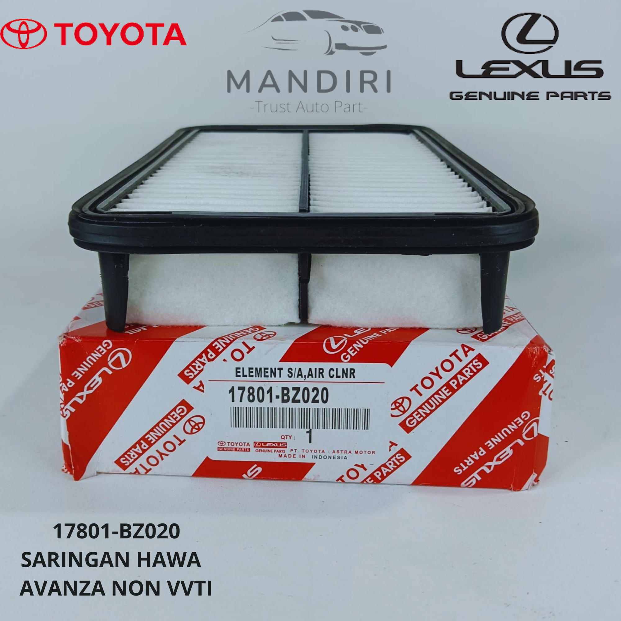 FILTER UDARA AVANZA XENIA OLD 2003- LAMA ORI 17801-21020 GARANSI Giá 63,500 Đồng*Miễn phí vận chuyển