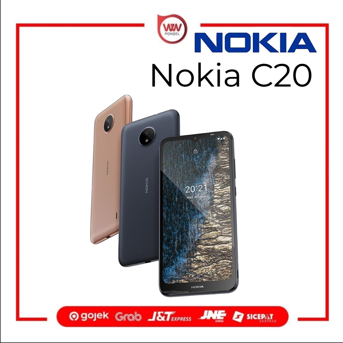 Hp Nokia C20 Ram 2GB Internal 16GB Garansi Resmi Harga 1,299,000 rupiah*Gratis Ongkir