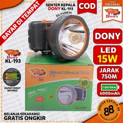 DONY Senter Kepala Lampu Kepala LED Bisa Ganti Copot Baterai Batre KL 193 SILAUMEN Silau men SUPER TERANG Sintar Kepala KL193 kl-193 BERBURU  ANTI AIR CAHAYA PUTIH KUNING