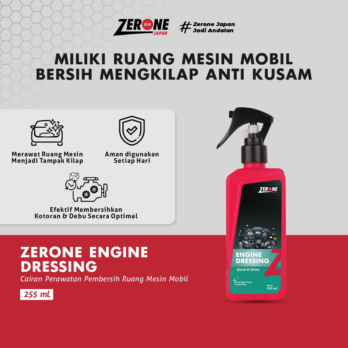 Zerone Engine Dressing Pembersih Ruang Mesin Aman Harga 119,000 rupiah*Gratis Ongkir