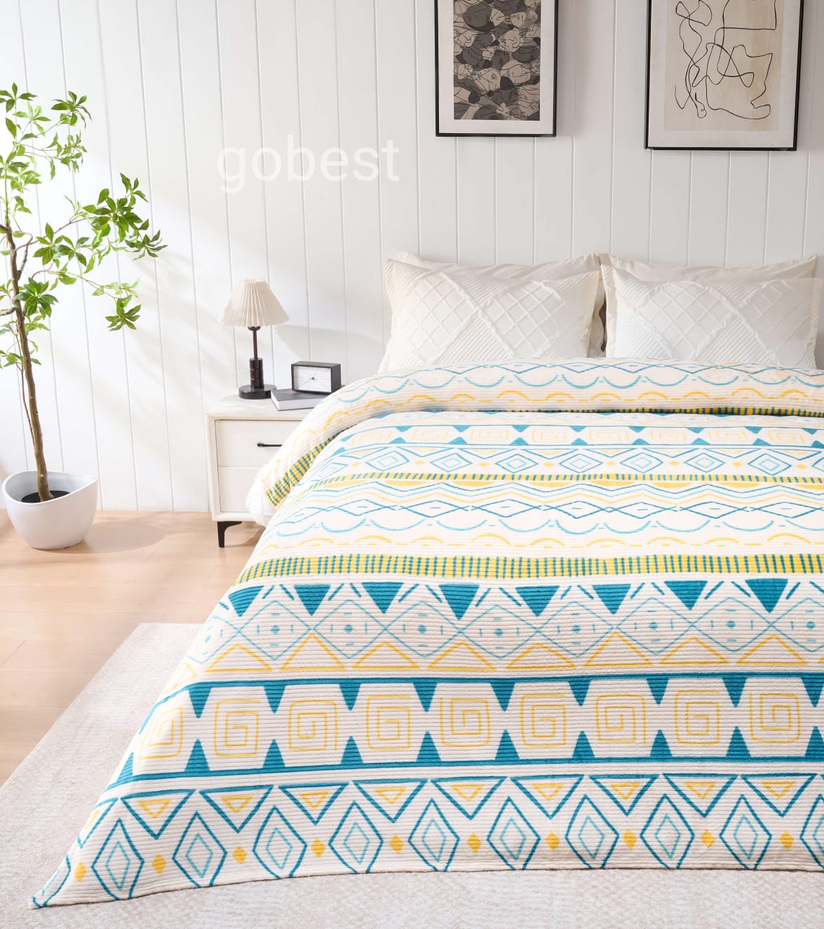 Geometric Best-Selling Printed Striped Soft Fur Blanket