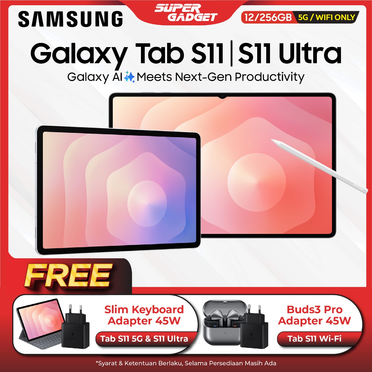 Samung Galaxy Tab S11 5g Wifi S11 Ultra 12/256 Gb 12Gb 256Gb Tablet 14 Inch Tab 10 Inch Samsung Dex Harga  14,999,000 Ringgit*Penghantaran Percuma