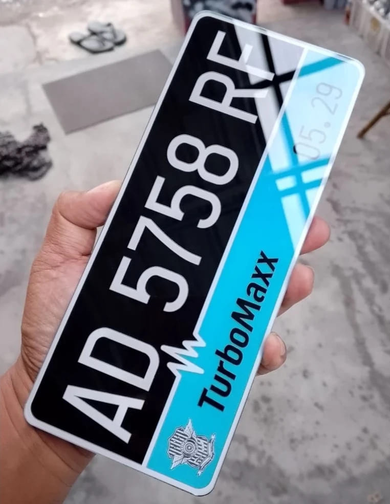 Electric Motorcycle plate can custom name black blue color acrylic material Harga 26,900 rupiah*Gratis Ongkir