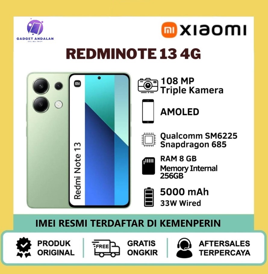 Redmi Note 13 (8GB/128GB) | (8GB/256GB) | Layar 120 Hz FHD+ AMOLED -108 MP Harga  1,813,000 Ringgit*Penghantaran Percuma