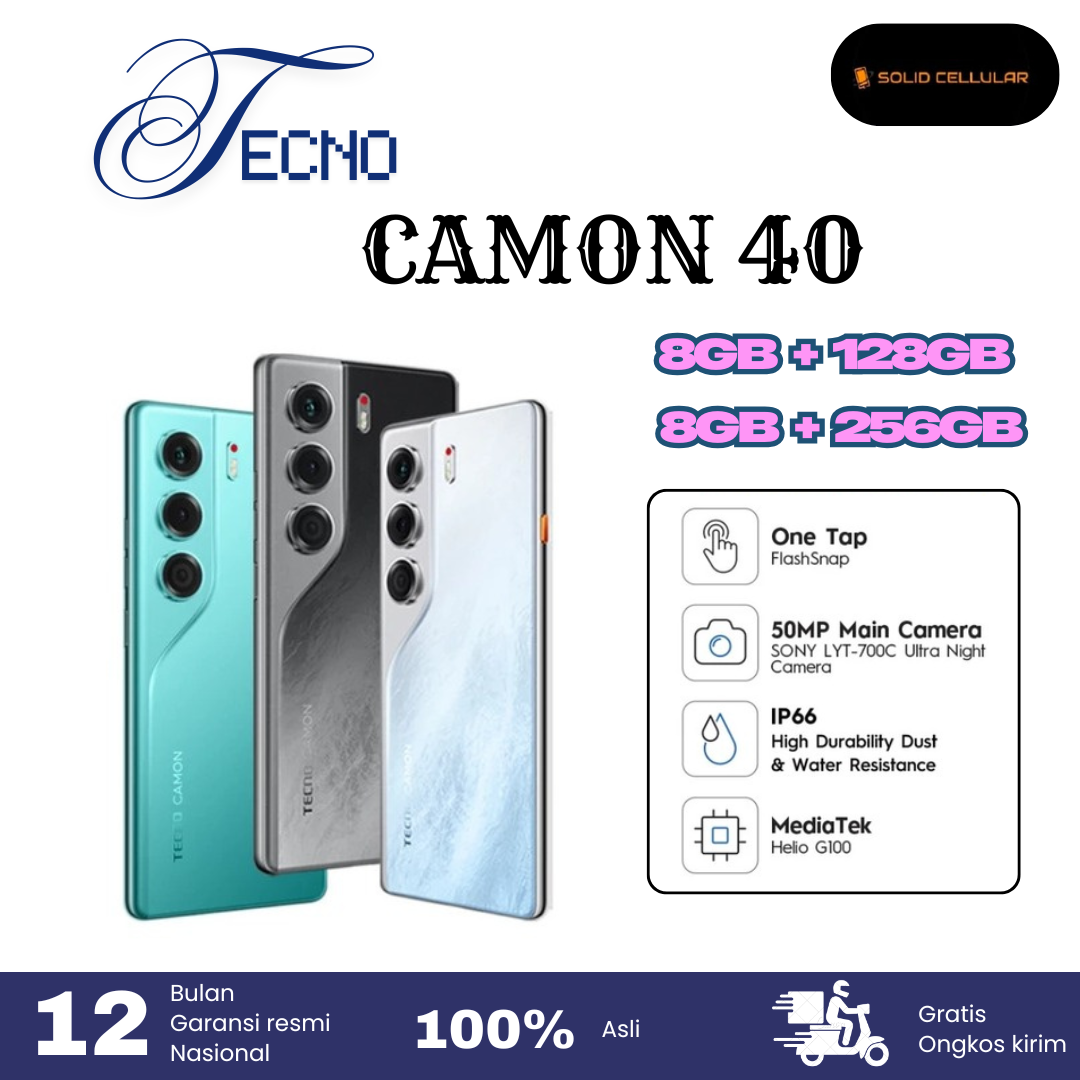 TECNO CAMON 40 8/128/256 GARANSI RESMII Harga  2,660,000 Ringgit*Penghantaran Percuma
