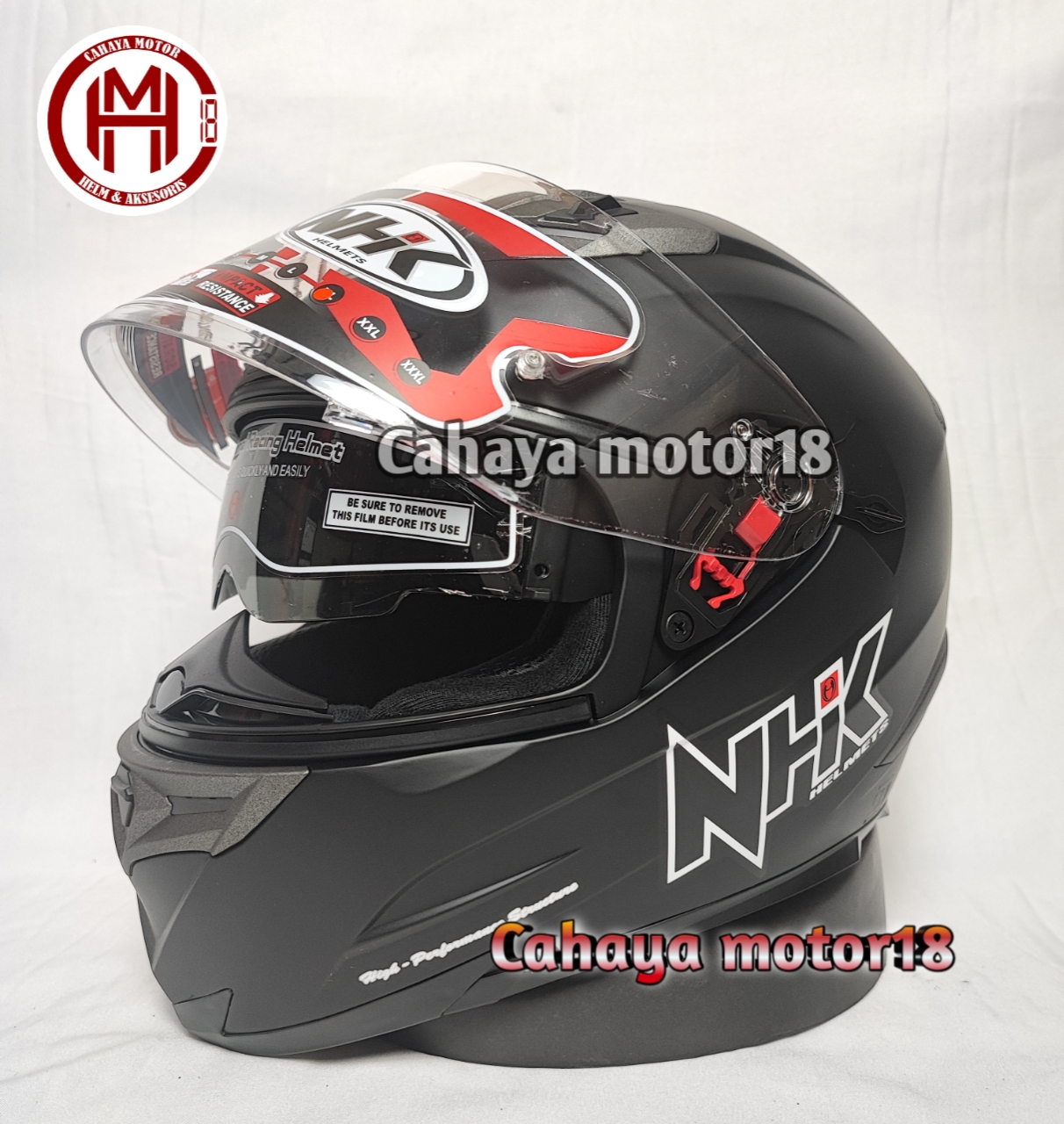 HELM NHK RX9 SOLID BLACK DOP FULLFACE Harga 560,000 rupiah*Gratis Ongkir