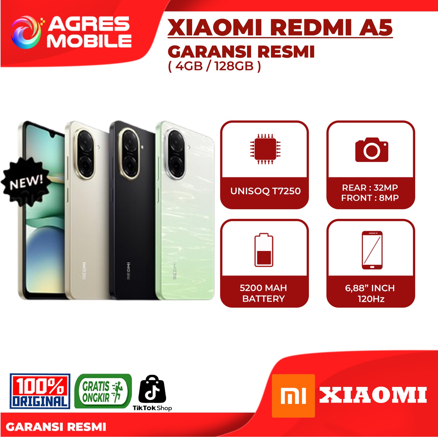 Xiaomi Redmi A5 4GB/128GB Garansi Resmi Xiaomi Indonesia Harga  1,319,000 Ringgit*Penghantaran Percuma