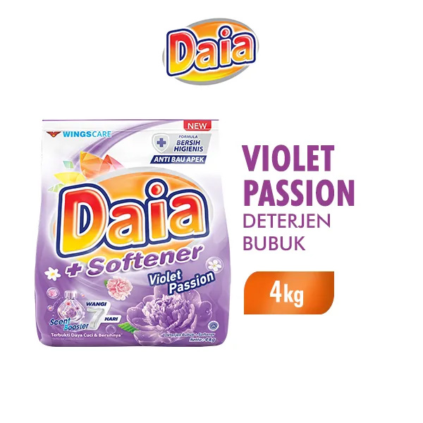 DAIA Deterjen Bubuk Violet 4KG - Merek Daia Harga 62,600 rupiah*Gratis Ongkir