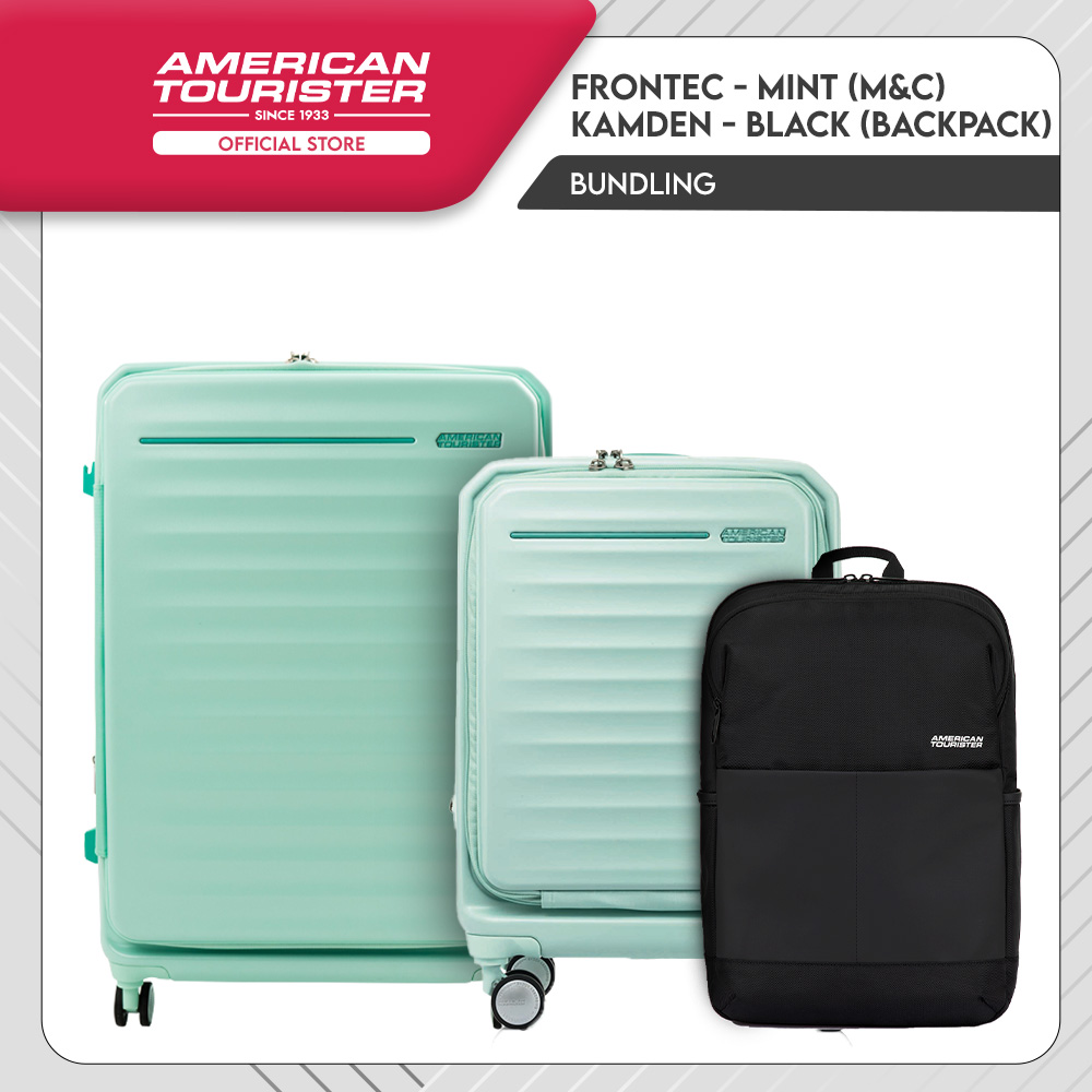 Lazada Indonesia - Bundle American Tourister Frontec Cabin, Medium Mint + Kamden Backpack