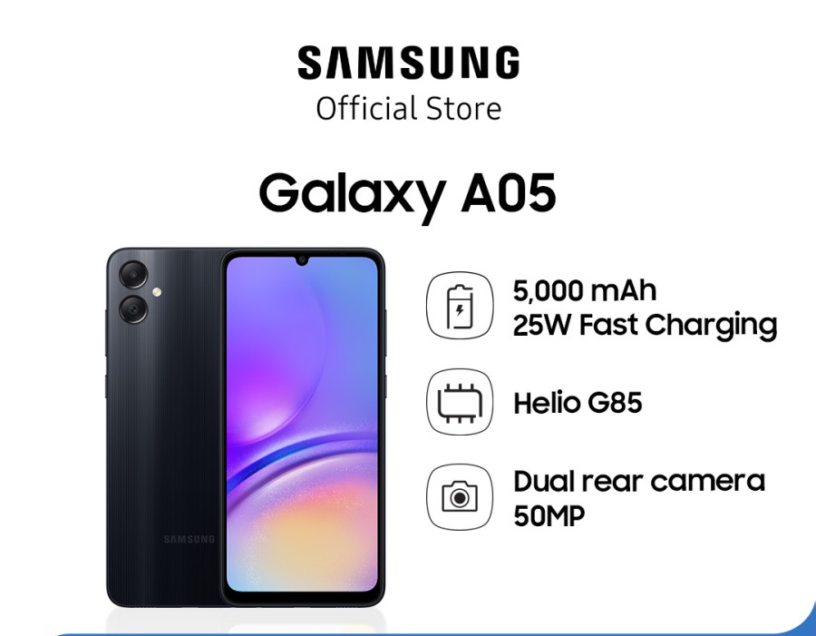 SAMSUNG A05 RAM 4/128 GB GARANSI RESMI ORIGINAL BISA KREDIVO / PAYLATER Harga 1,595,000 rupiah*Gratis Ongkir
