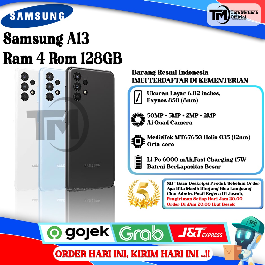 Samsung A13 Ram 4 Rom 128GB Harga 1,675,000 rupiah*Gratis Ongkir