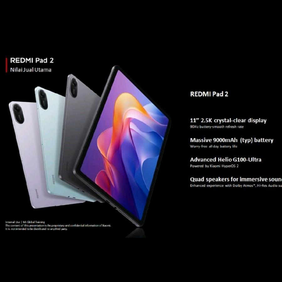 Redmi Pad 2 Tab Tablet ram 4GB internal 128GB layar 11" 2.5K Garansi Resmi Harga 2,149,000 rupiah*Gratis Ongkir