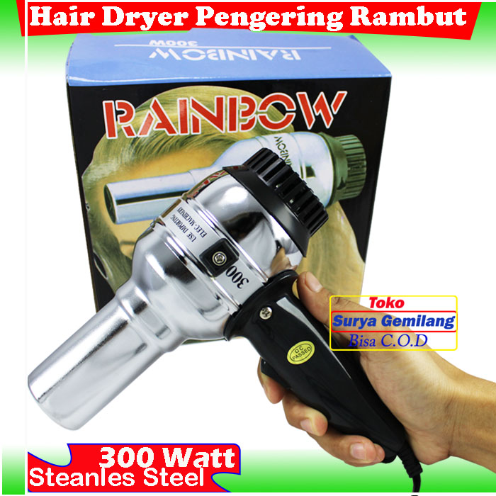 Hair Dryer Rainbow Hairdryer Alat Pengering Rambut 300 Watt Steanles Steel