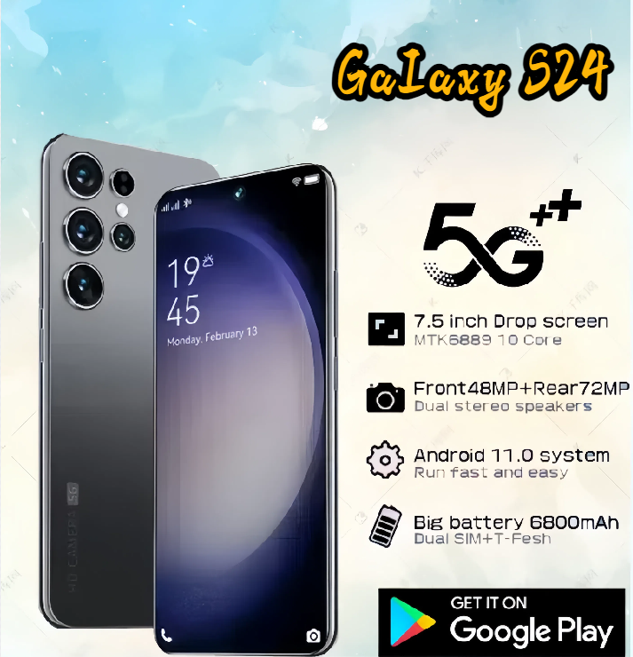 2024 New Smartphone S24 16GB/512GB 72MP AI Camera 6800mAh Long-lasting Battery 7.5 inch Lagre HD Screen Handphone Harga  1,380,000 Ringgit*Penghantaran Percuma