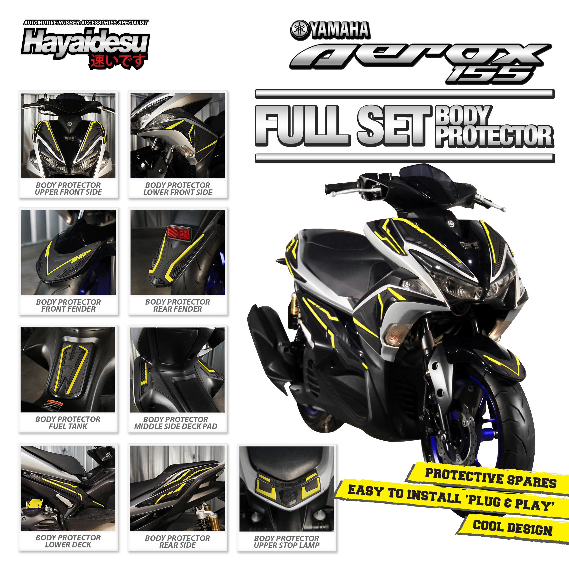 Hayaidesu Full Set Body Protector Cover Yamaha Aerox OLD Harga 842,400 rupiah*Gratis Ongkir
