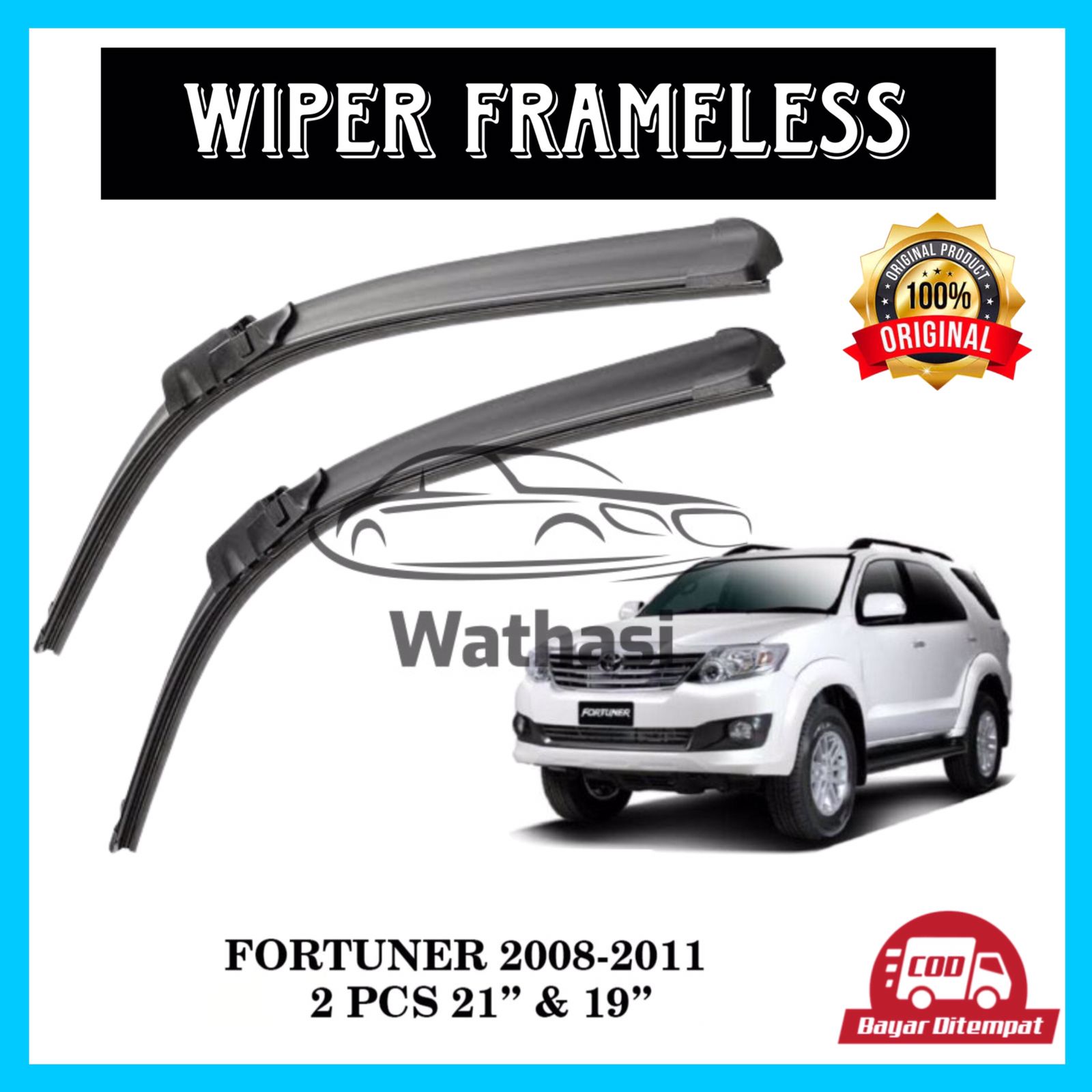 1 Set Wiper Frameless Full Karet Anti Baret Toyota Fortuner Wathasi Harga  60,200 Ringgit*Penghantaran Percuma