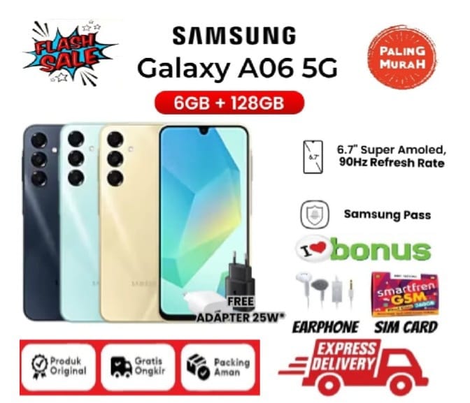 Samsung Galaxy A06 5g & 4g Ram 6Gb Internal 128Gb Warranty | Samsung Galaxy A06 4/128Gb - Full Set Harga 1,200,000 rupiah*Gratis Ongkir