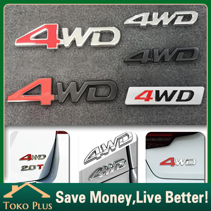 Stiker Emblem Logo Mobil 4WD Emblem Badge Stiker 3D Chrome Metal Toyota Untuk Mobil Logo Car Side Fender Rear Trunk Harga 19,000 rupiah*Gratis Ongkir