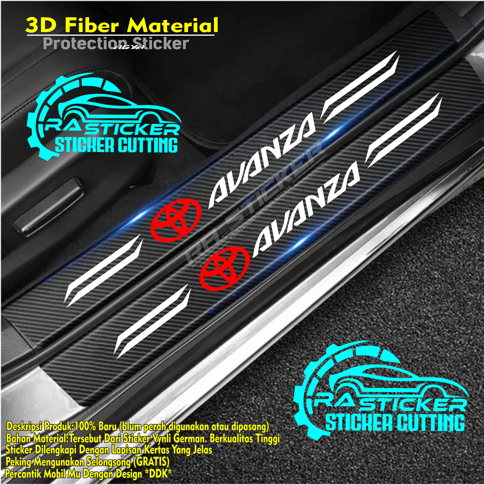 9 Pcs Stiker Pelindung Pintu Mobil Avanza 3D Door Sill Plate Guard Toyota Stiker Pelindung Pijakan Lantai Pintu Mobil Harga 30,000 rupiah*Gratis Ongkir