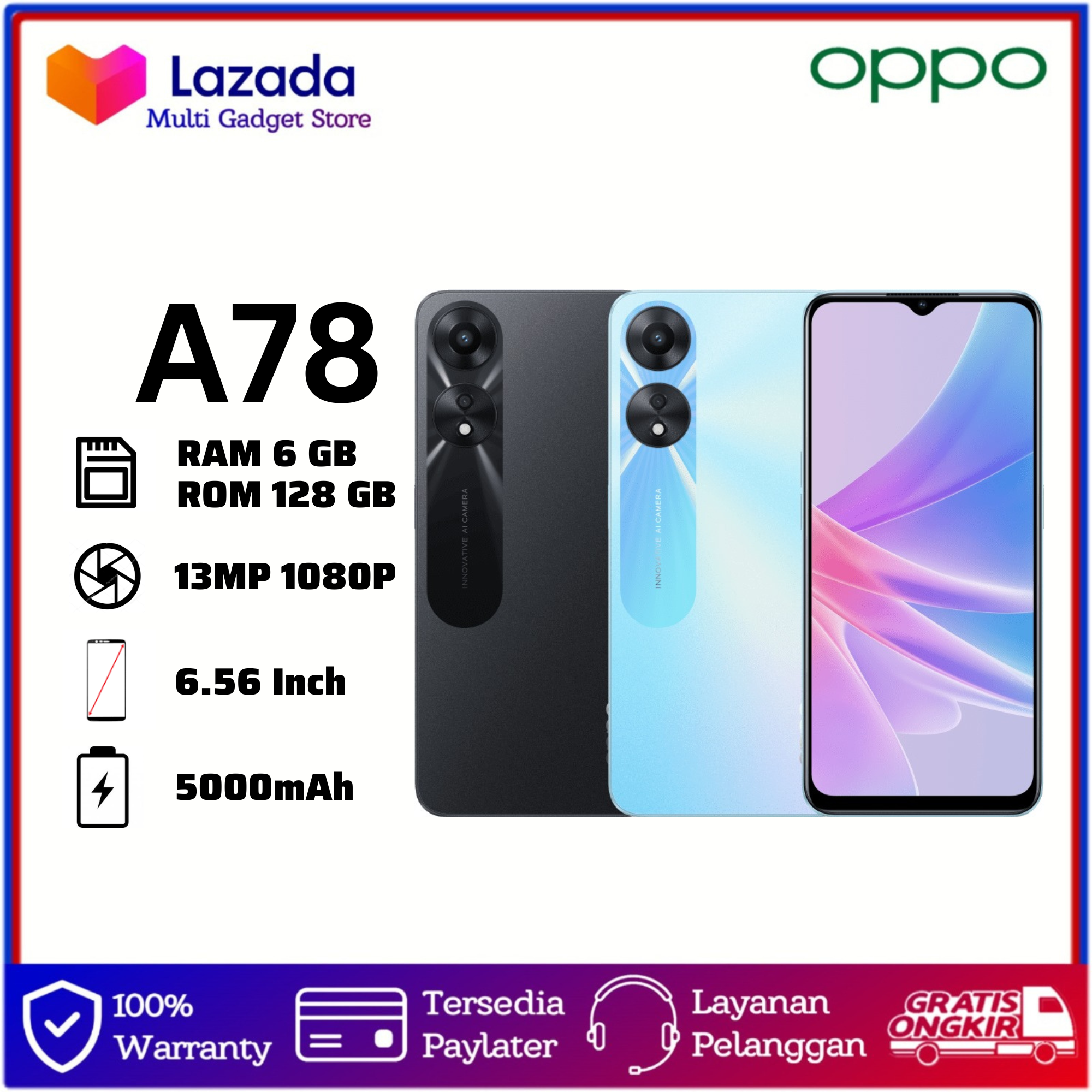 Smartphone HP A78 RAM 8/128GB 5000 mAh, Garansi 1 Years Harga  1,029,000 Ringgit*Penghantaran Percuma