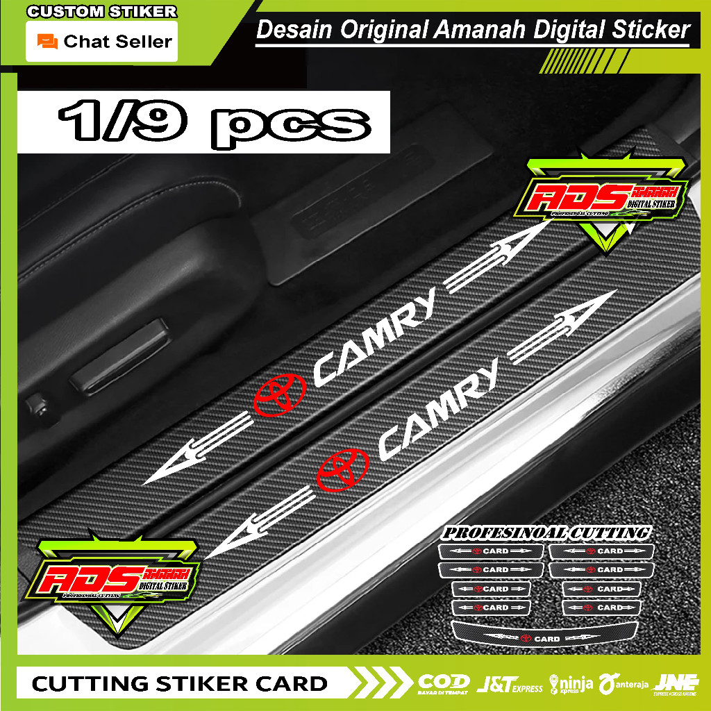 9 Pcs Stiker Pelindung Pintu Mobil Camry Carbon 3D Door Sill Plate Guard Toyota Stiker Pelindung Pijakan Lantai Pintu Mobil Harga 25,000 rupiah*Gratis Ongkir