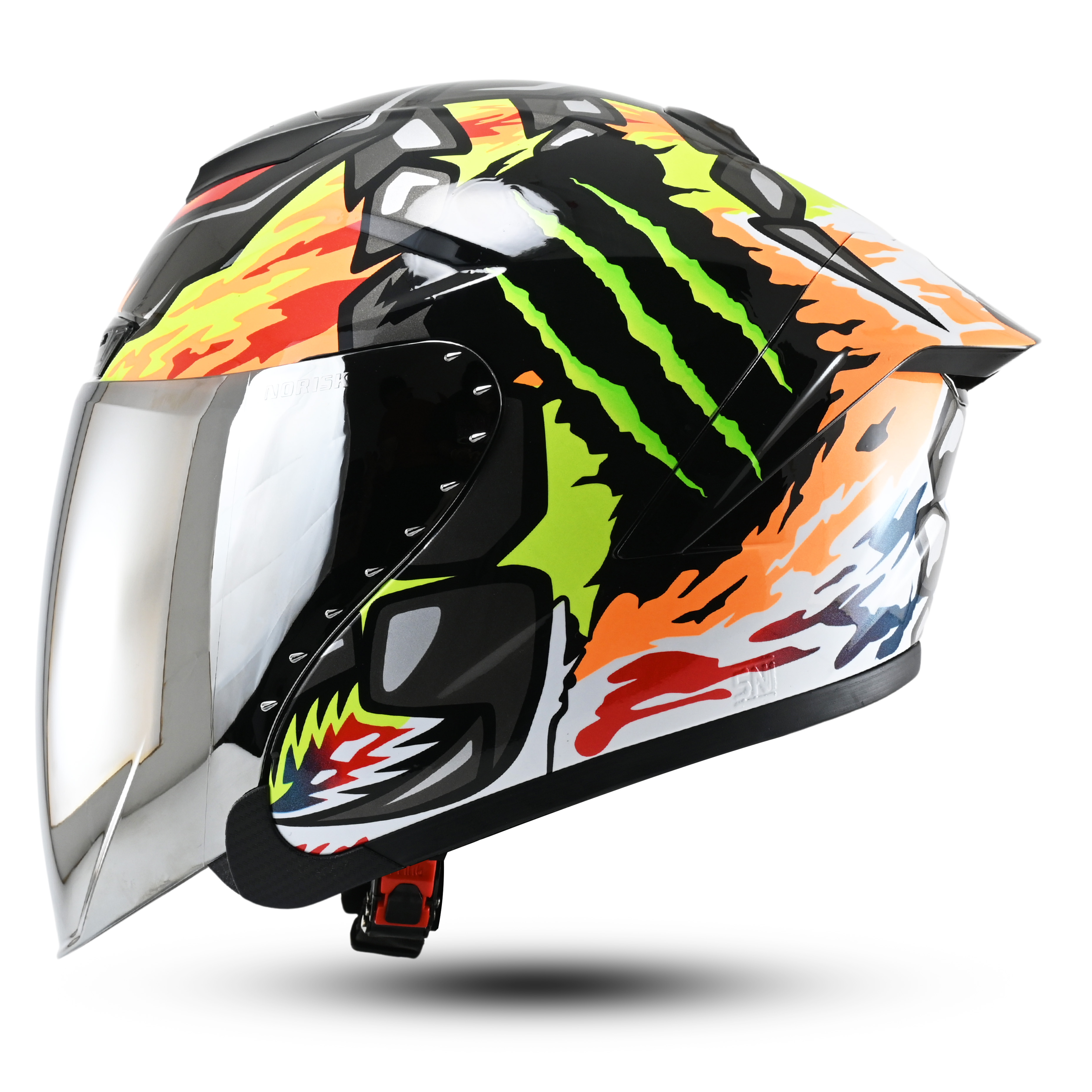 Jitsu Half Face Helmet Jitsu J-Strike Latest Trendy Motif 2024 Sni Visor Iridium Silver Sni Harga 360,000 rupiah*Gratis Ongkir