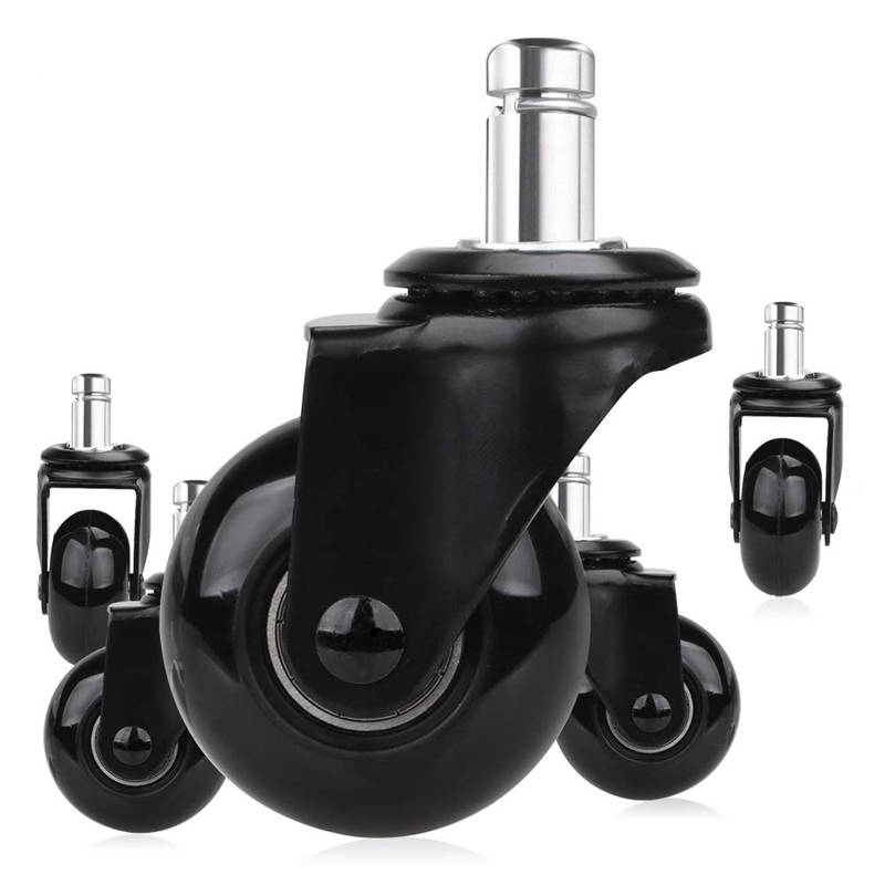 5 Pcs Replacement Chair Caster Wheels 2 inch, Heavy Duty Wheels with  Plug-In Stem 7/16 X 7/8 inch,Quiet & Smooth Rolling 