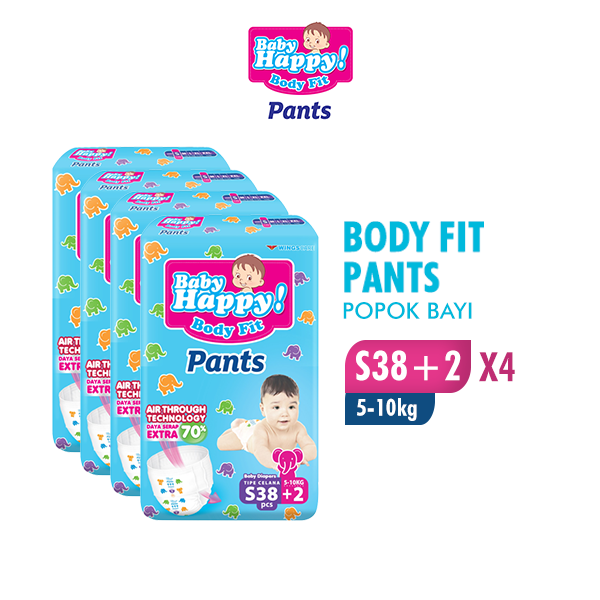 Baby Happy Pants S38+2 x4 - Popok Celana Sekali Pakai Harga 153,700 rupiah*Gratis Ongkir