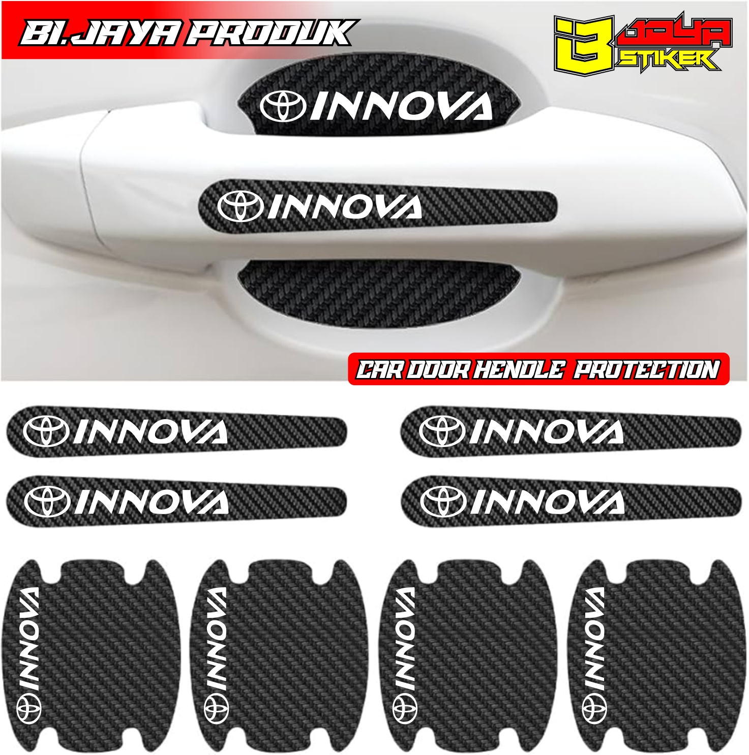 8 PCS Sticker Carbon 3D Pelindung Gagang Pintu Mobil INNOVA Sticker Carbon Pengaman Handle Pintu Mobil toyota INNOVA Anti Gores Harga  30,000 Ringgit*Penghantaran Percuma