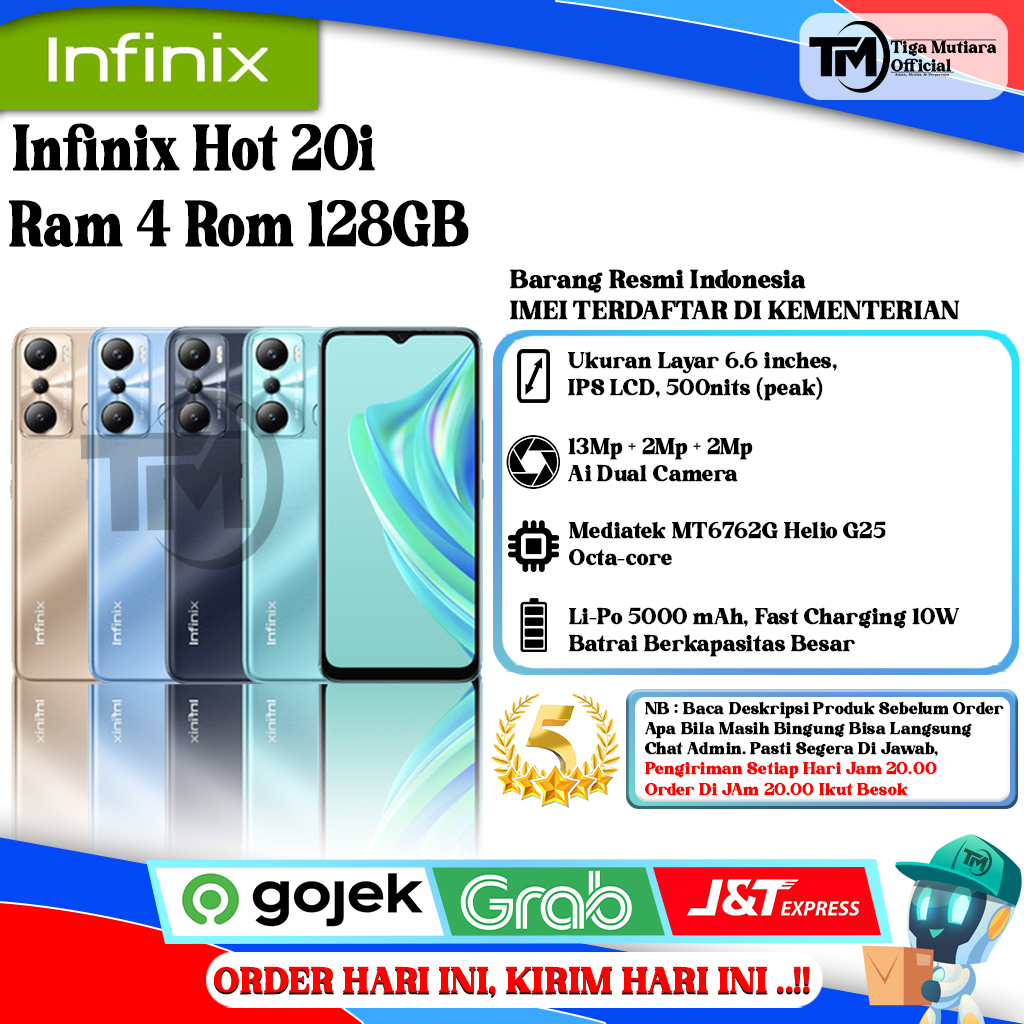 Infinix Hot 20i Ram 4 Rom 128GB Harga  1,299,000 Ringgit*Penghantaran Percuma