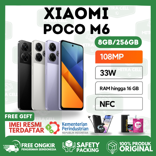 Xiaomi Poco M6 (8GB + 256GB) | pro-grade 108 MP main camera | tough Helio G91-Ultra | 33 W turbo charging Harga  1,689,000 Ringgit*Penghantaran Percuma