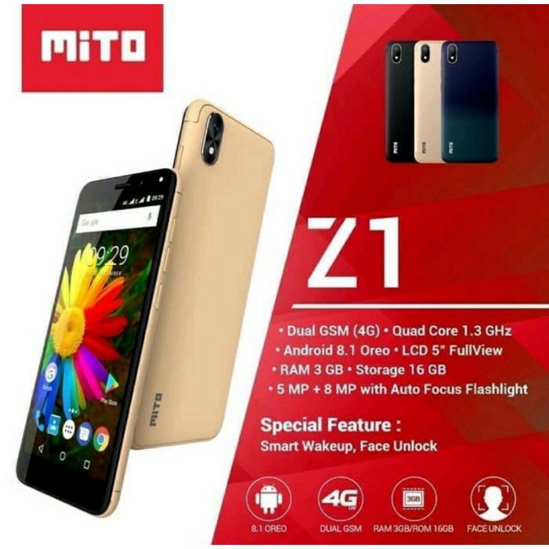 (Cuci Gudang) Hp Android Smartphone Mito Z1 Ram3 Rom16 4G Harga 650,000 rupiah*Gratis Ongkir