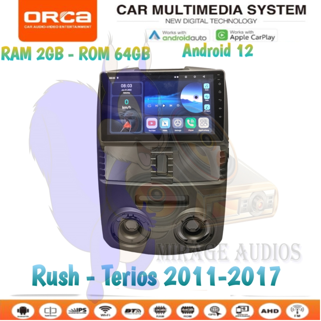 Head Unit Android Orca Eco Toyota Rush - Terios 2011 - 2017 9 inch PNP 2GB-64GB Harga 1,450,000 rupiah*Gratis Ongkir