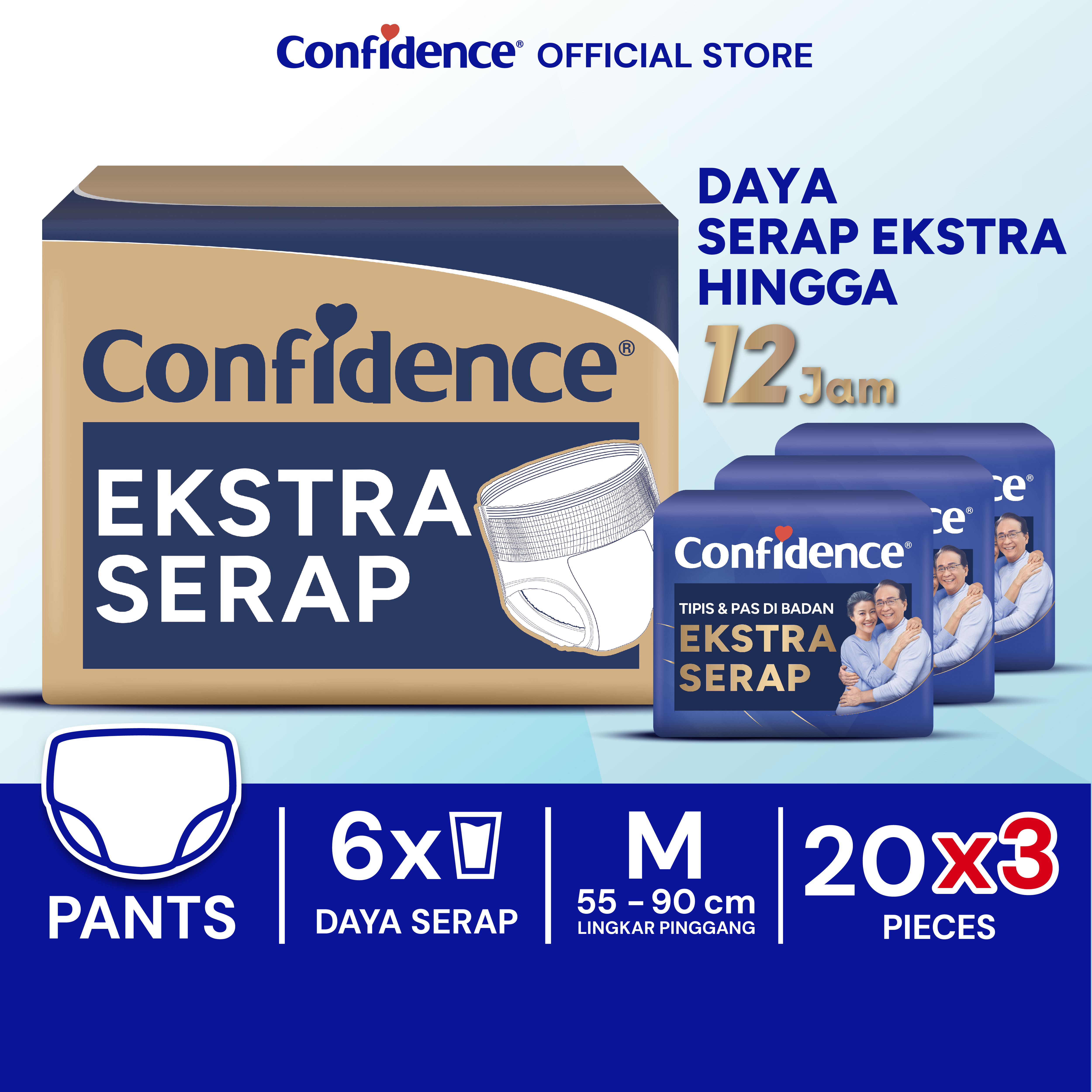 Confidence Popok Dewasa Celana Ekstra Serap E-Pack M60 Harga 318,000 rupiah*Gratis Ongkir