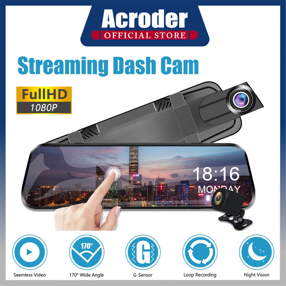 Acroder Dash Cam 10 Inch Ips Touch Screen 2K Night Vision Dual Lens Loop Recording G-Sensor Harga 599,000 rupiah*Gratis Ongkir