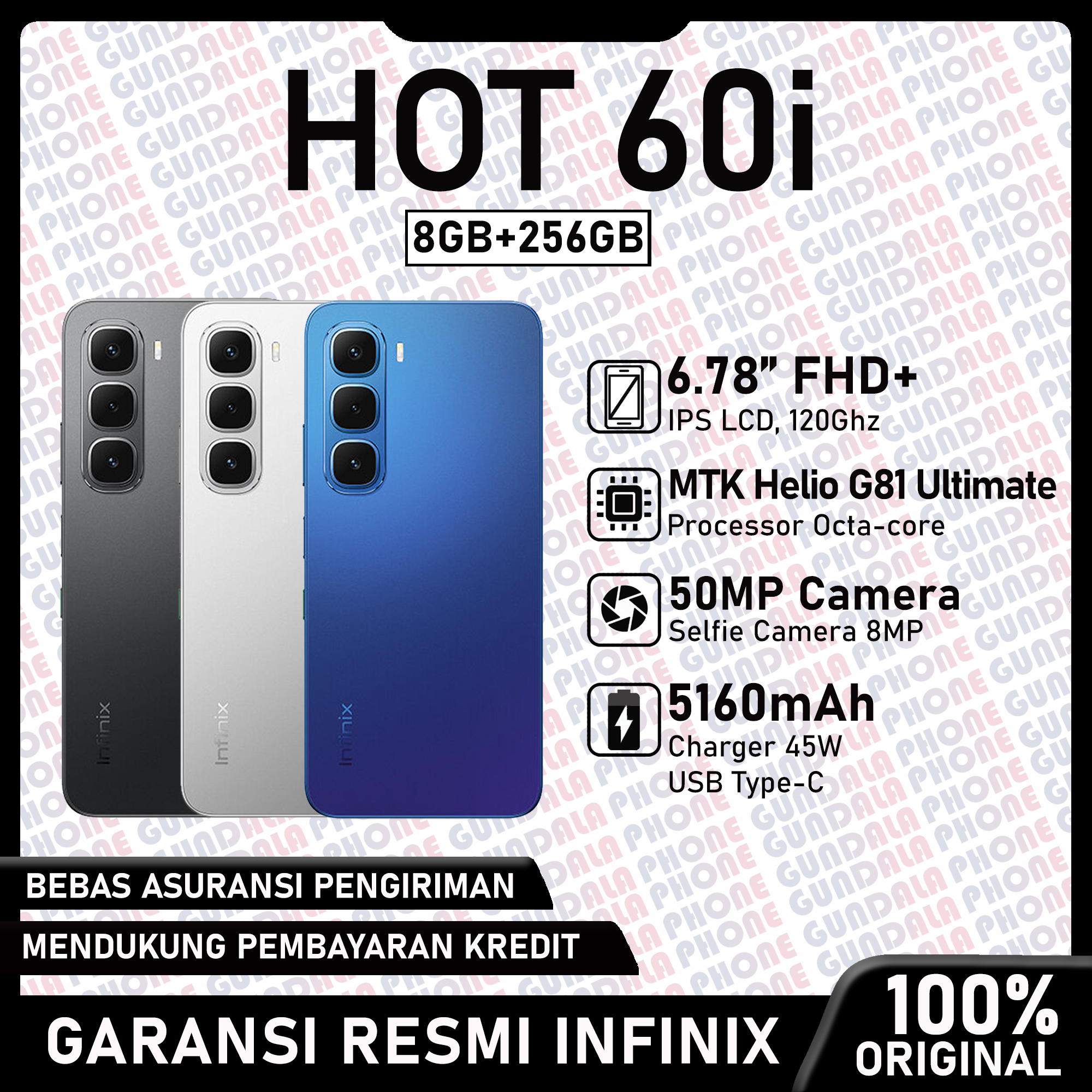 infinix HOT 60i 8/256GB Garansi Resmi Harga  1,924,000 Ringgit*Penghantaran Percuma